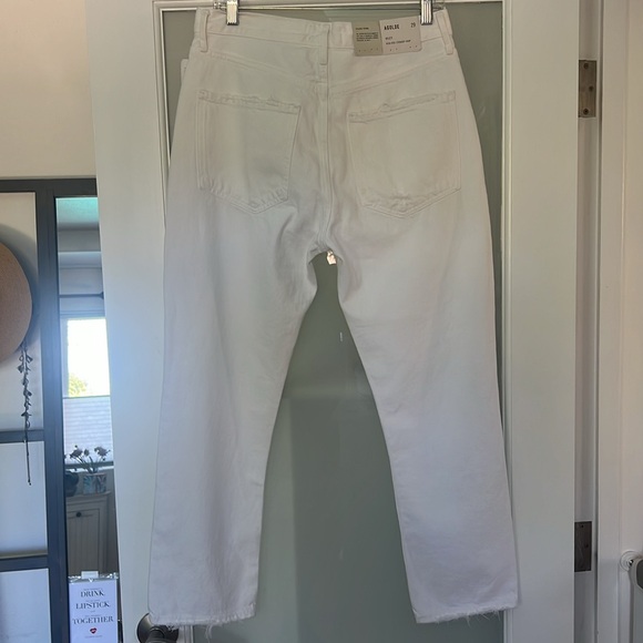 NWT Agolde Riley white, high rise, straight leg distressed jeans (size 29) - Picture 2 of 4